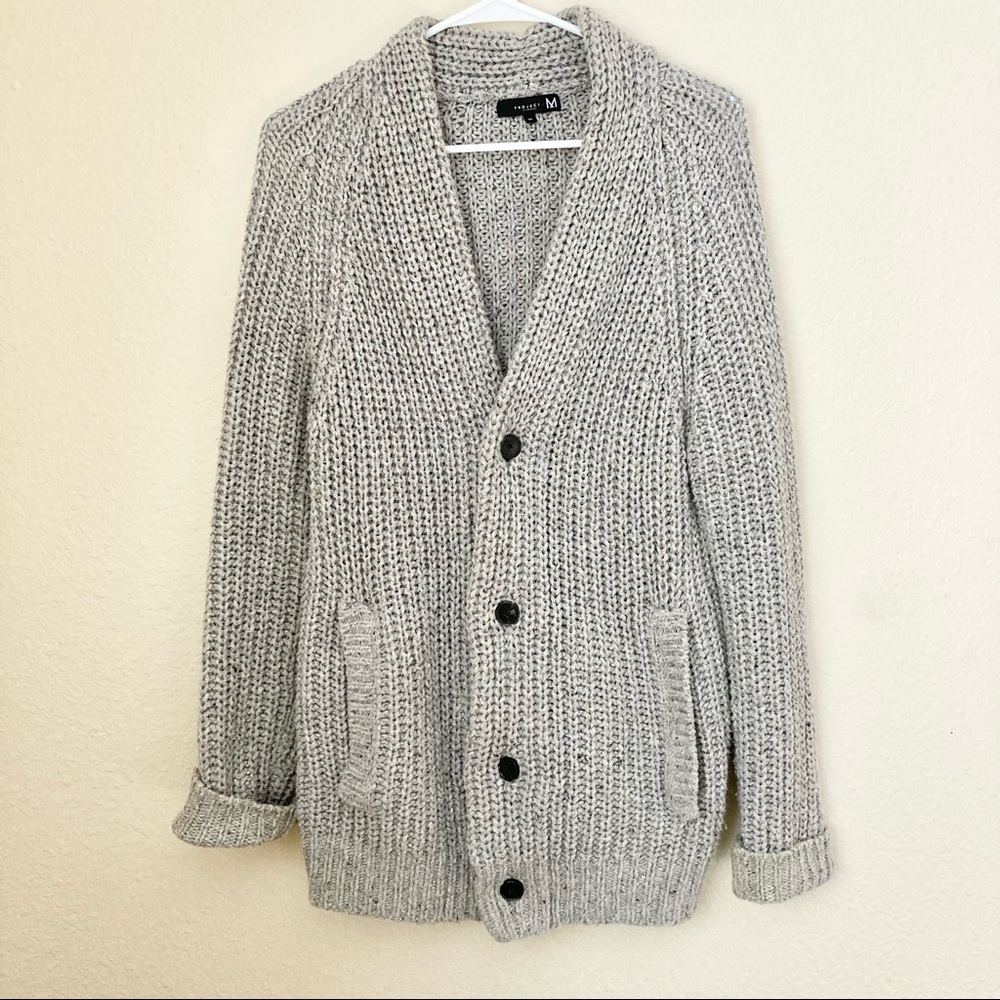 Grey cardigan sweater